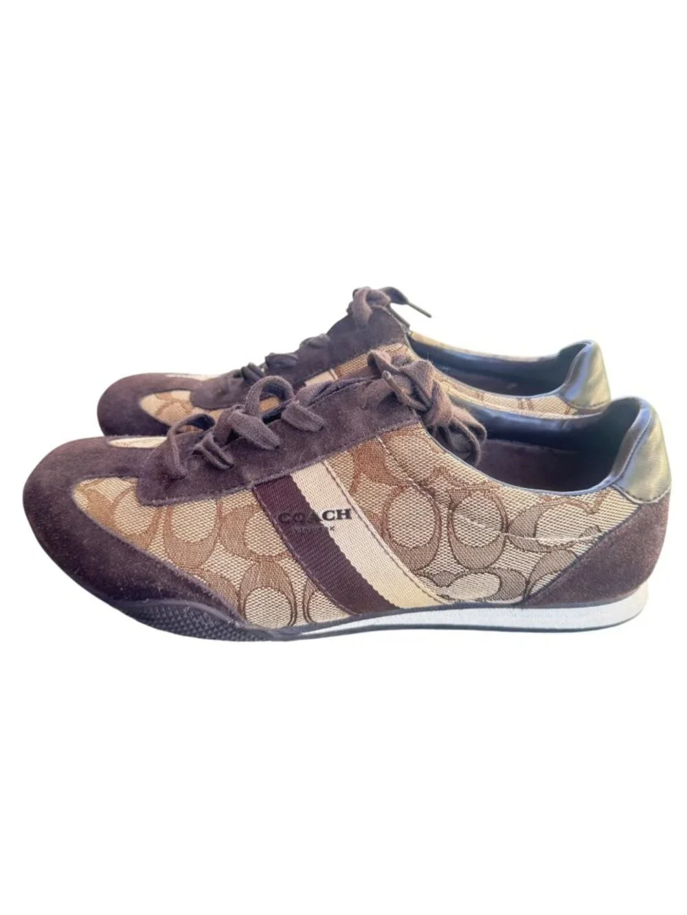 Coach Kelson Womens 8 B Brown Signature Canvas Casual Sneakers Shoes Lace Up